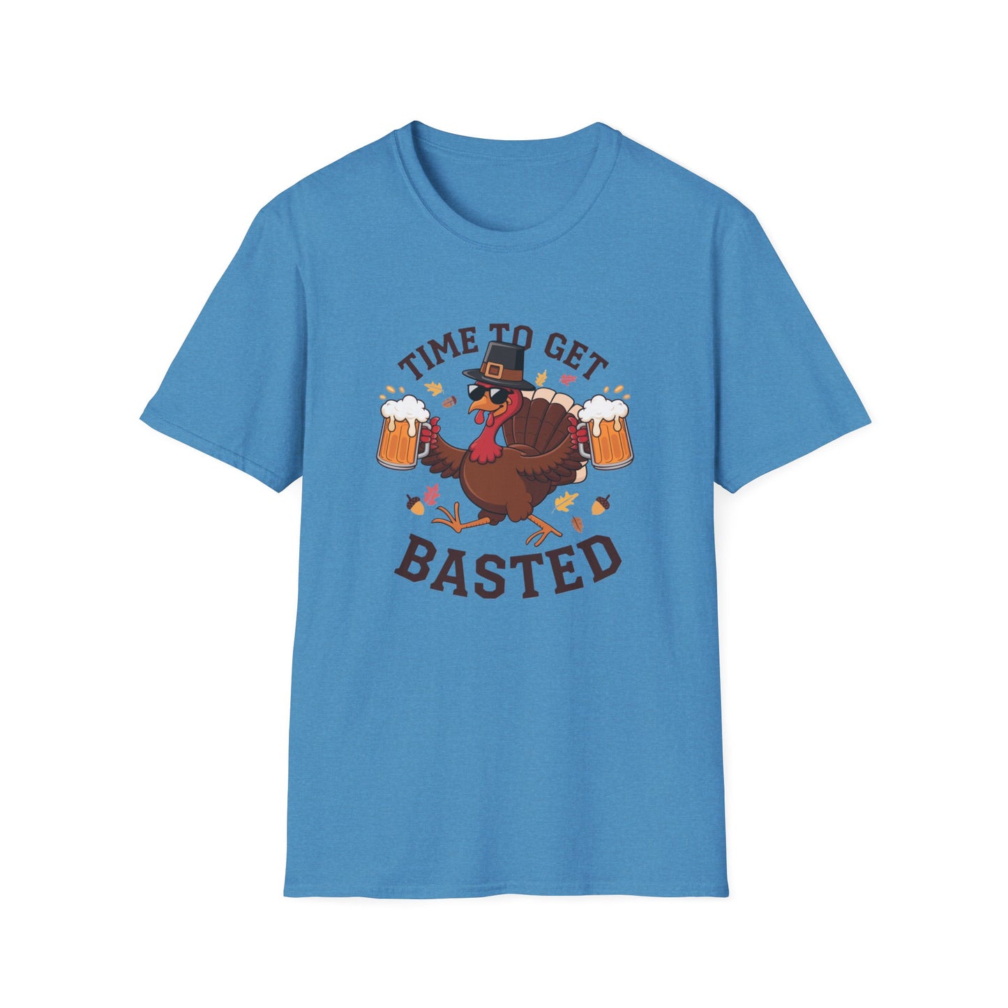 Funny Thanksgiving T-Shirt - 'Time to Get Basted' Unisex Softstyle Tee