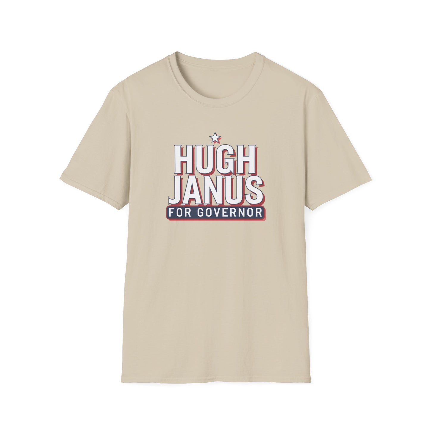Funny Political T-Shirt - Hugh Janus for Governor, Unisex Softstyle Tee, Election Campaign Shirt, Gift for Voters, Political Humor Top