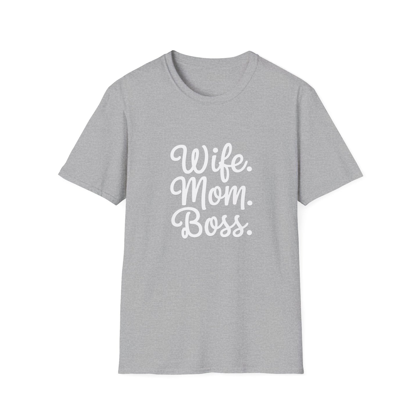Wife Mom Boss T-Shirt | Unisex Softstyle Tee for Empowered Moms | Gift for Mother's Day, Birthday, Casual Wear, Everyday Life