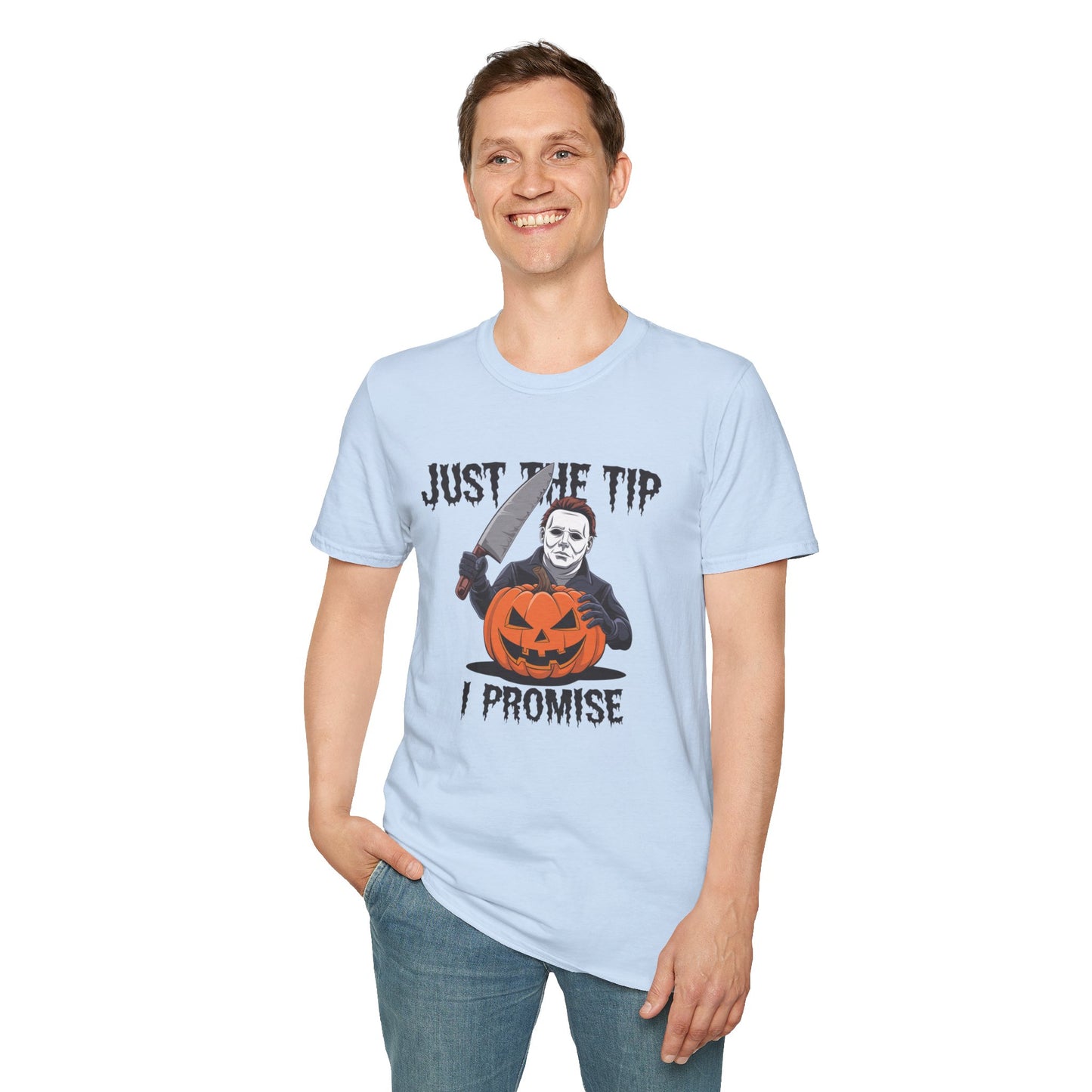Funny Halloween T-Shirt, Unisex Graphic Tee, Halloween Costume, Pumpkin Carving Shirt, Trick or Treat Apparel, Just the Tip Design
