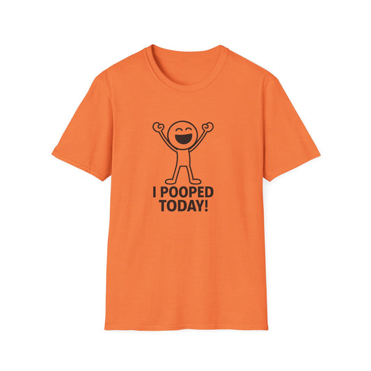 Funny Unisex Softstyle T-Shirt - "I Pooped Today!" Playful Humor Tee for Kids and Adults