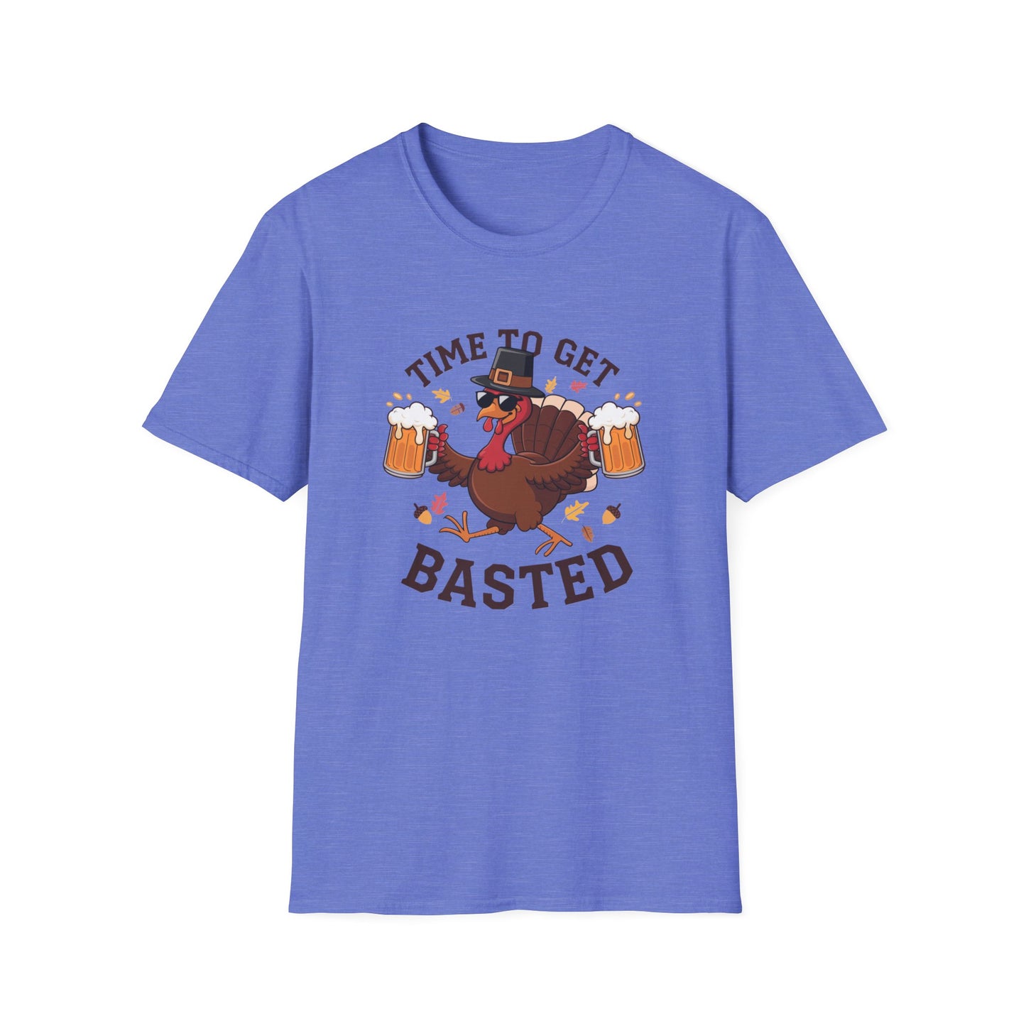 Funny Thanksgiving T-Shirt - 'Time to Get Basted' Unisex Softstyle Tee