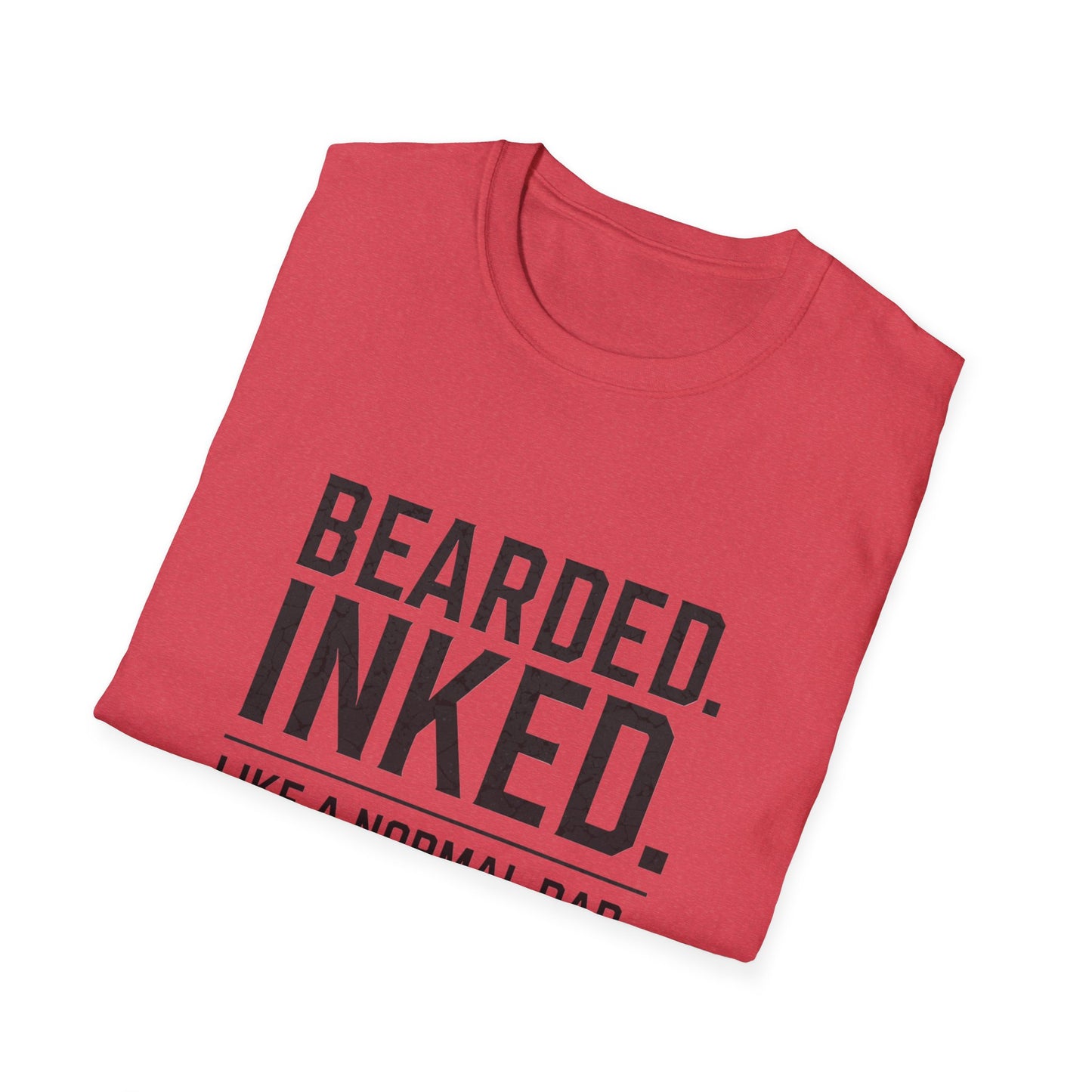 Bearded Dad T-Shirt, Funny Gift for Father's Day, Unisex Softstyle Tee, Casual Wear, Inked Dad Apparel, Perfect for Dads