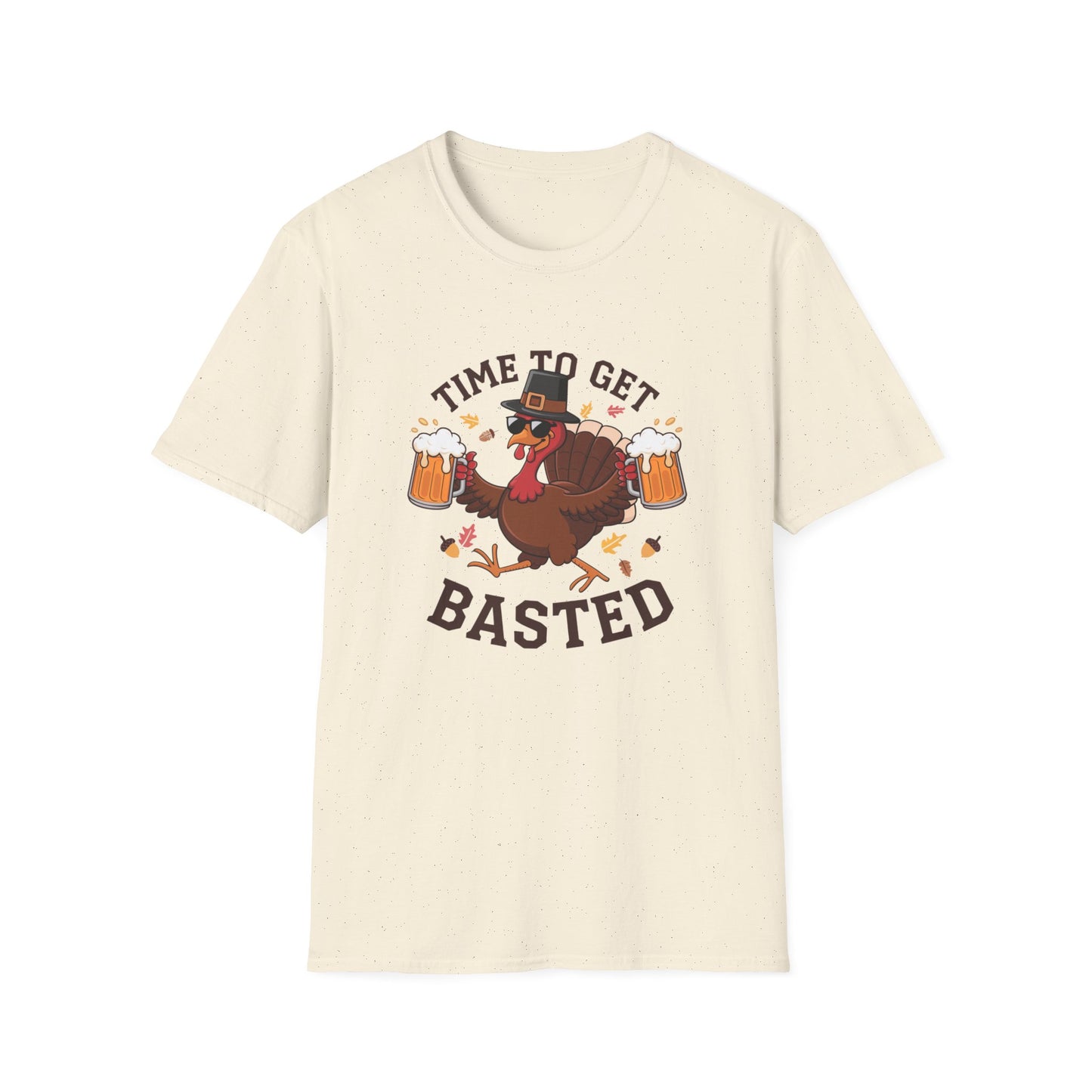 Funny Thanksgiving T-Shirt - 'Time to Get Basted' Unisex Softstyle Tee