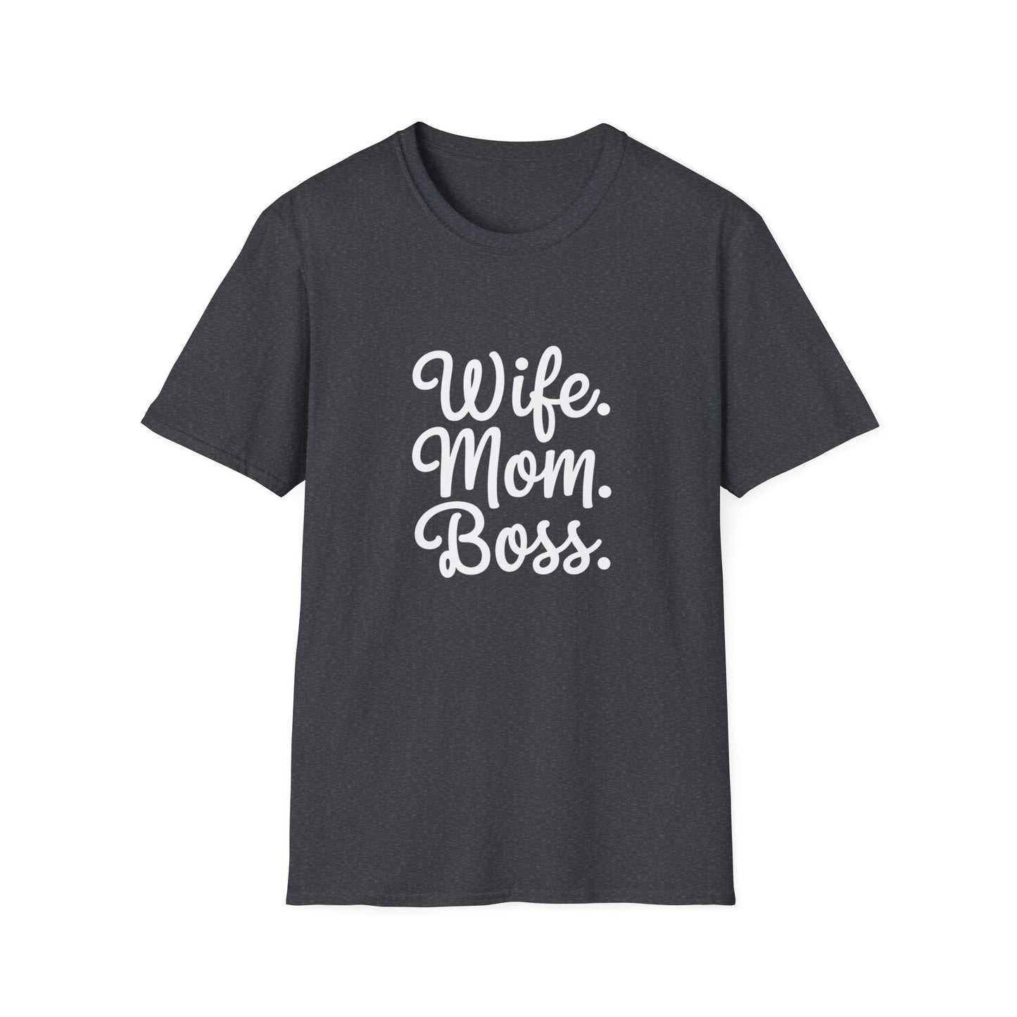 Wife Mom Boss T-Shirt | Unisex Softstyle Tee for Empowered Moms | Gift for Mother's Day, Birthday, Casual Wear, Everyday Life