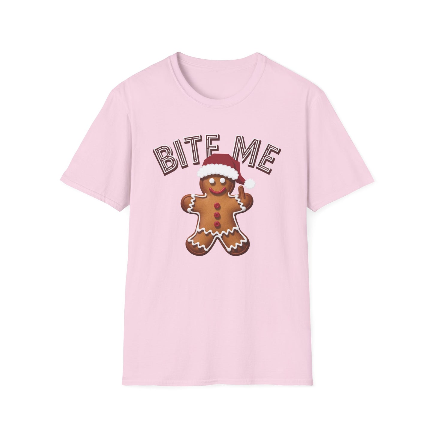 Funny Holiday T-Shirt, Christmas Tee, Gingerbread Design, Bite Me Graphic, Cute Gift for Friends, Family Christmas Party
