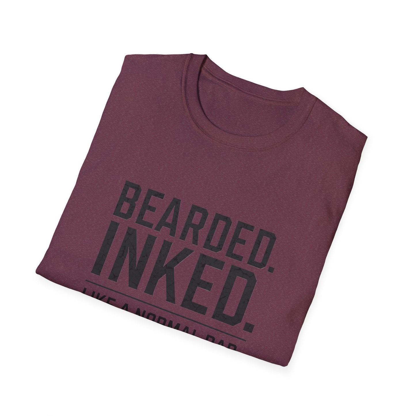Bearded Dad T-Shirt, Funny Gift for Father's Day, Unisex Softstyle Tee, Casual Wear, Inked Dad Apparel, Perfect for Dads