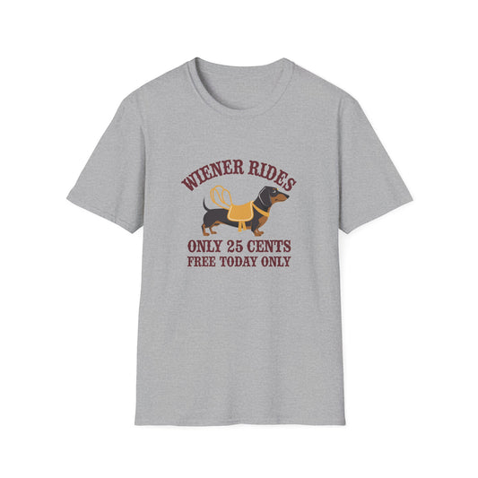 Humorous Wiener Rides Unisex T-Shirt - Fun Gift for Dog Lovers