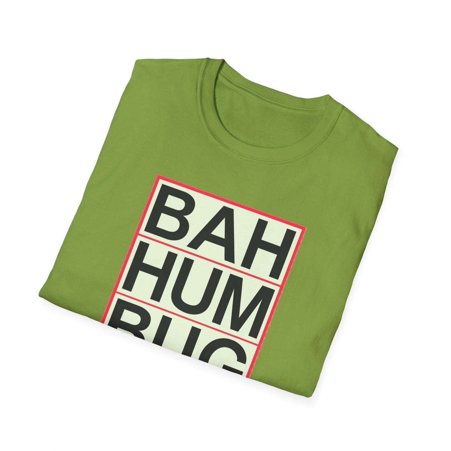 Bah Humbug Unisex Softstyle T-Shirt, Funny Christmas Shirt, Holiday Humor Tee, Gift for Grumpy Friends, Festive Casualwear