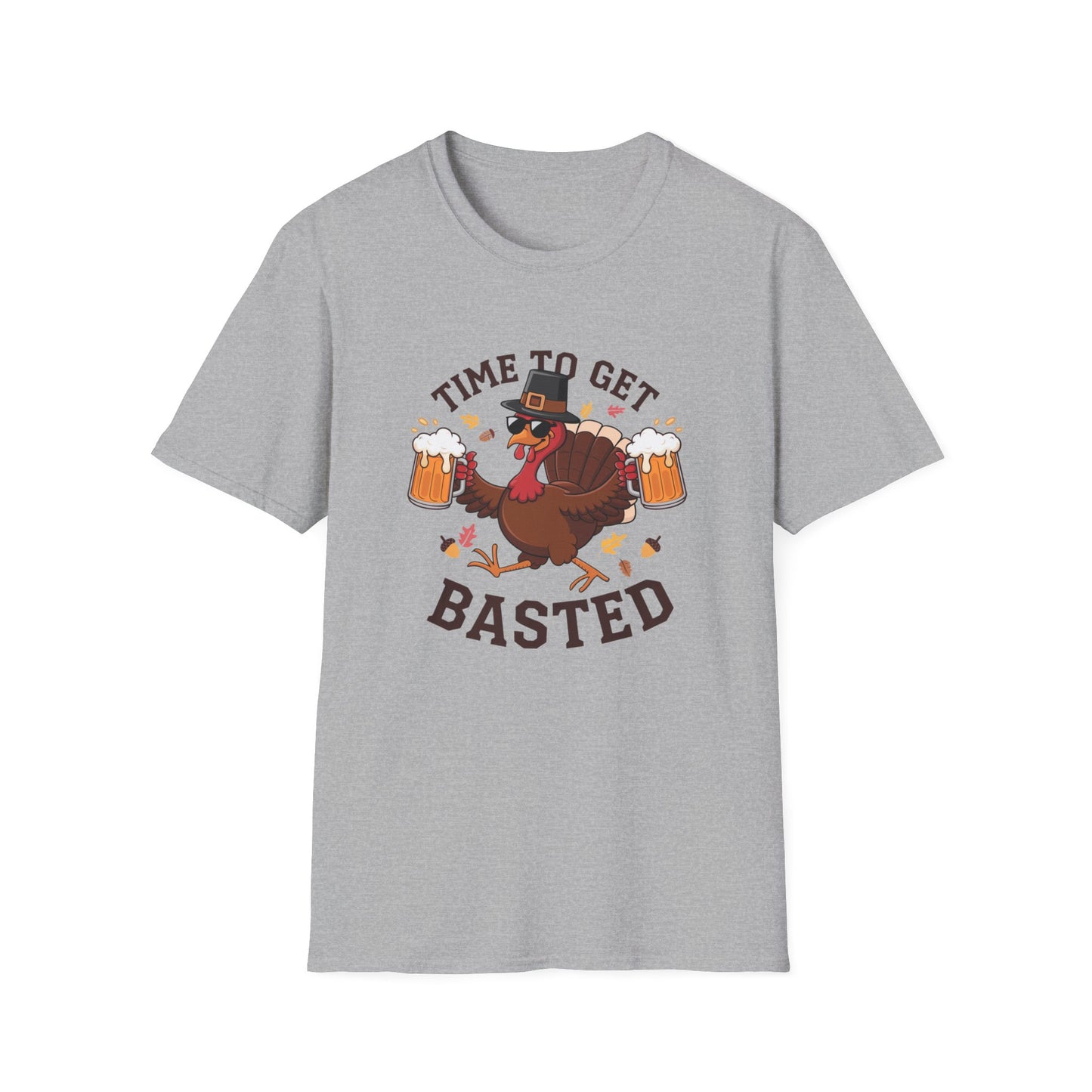Funny Thanksgiving T-Shirt - 'Time to Get Basted' Unisex Softstyle Tee