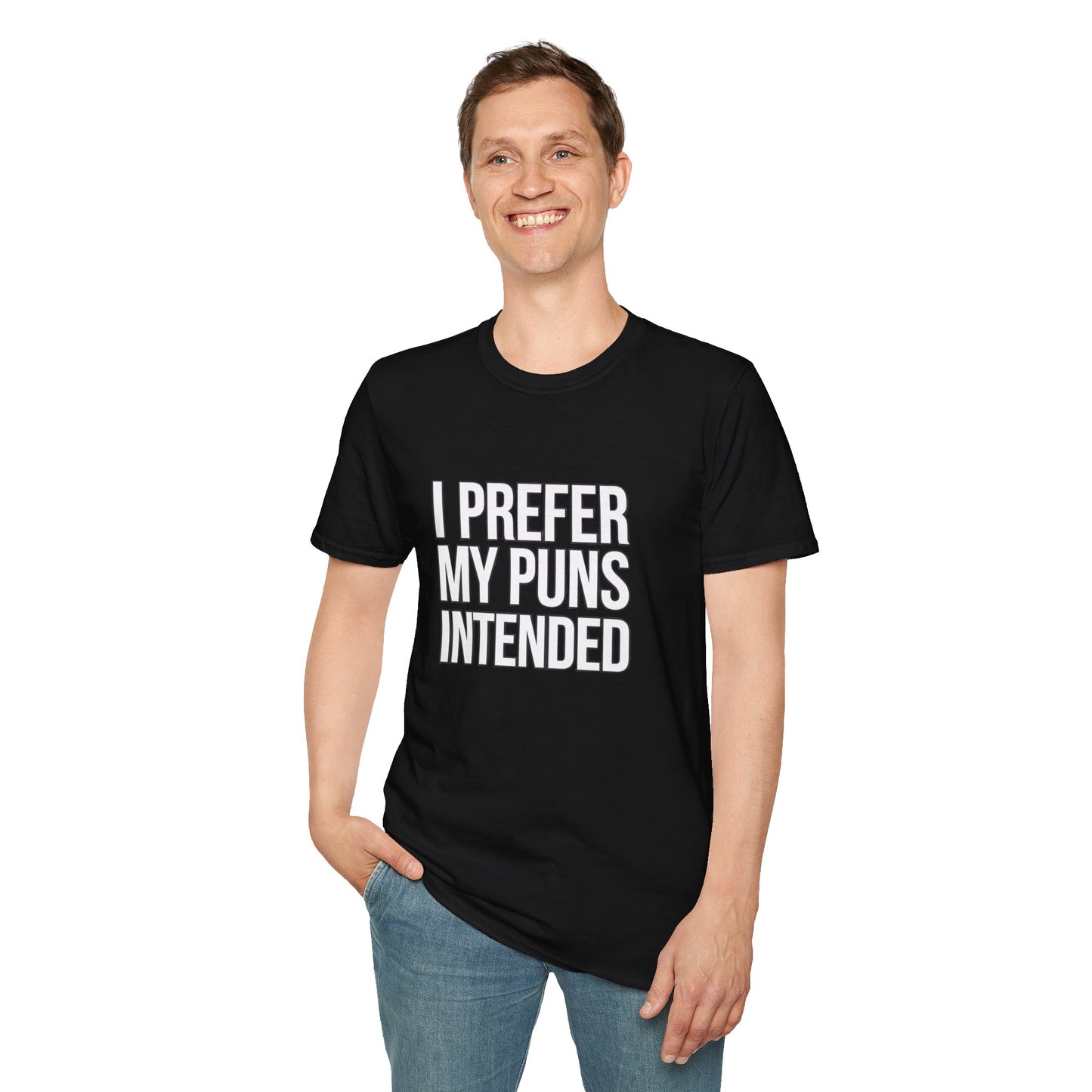 Funny Pun T-Shirt - "I Prefer My Puns Intended" Unisex Softstyle Tee