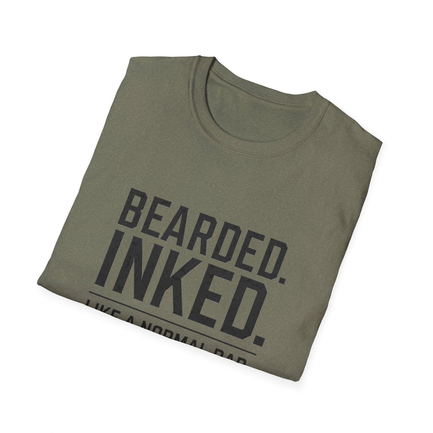 Bearded Dad T-Shirt, Funny Gift for Father's Day, Unisex Softstyle Tee, Casual Wear, Inked Dad Apparel, Perfect for Dads
