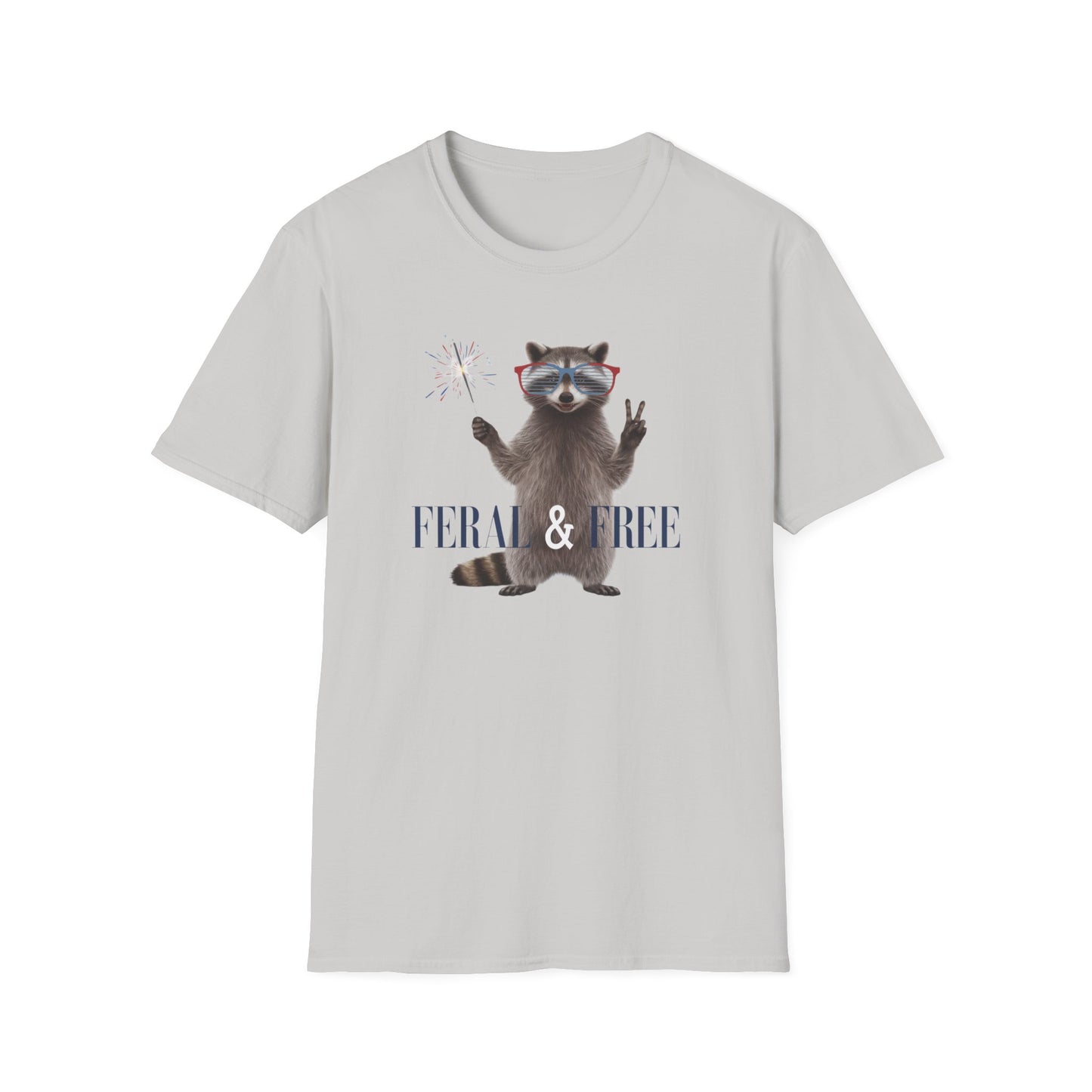 Feral & Free Raccoon Unisex Softstyle T-Shirt - Fun & Quirky Graphic Tee
