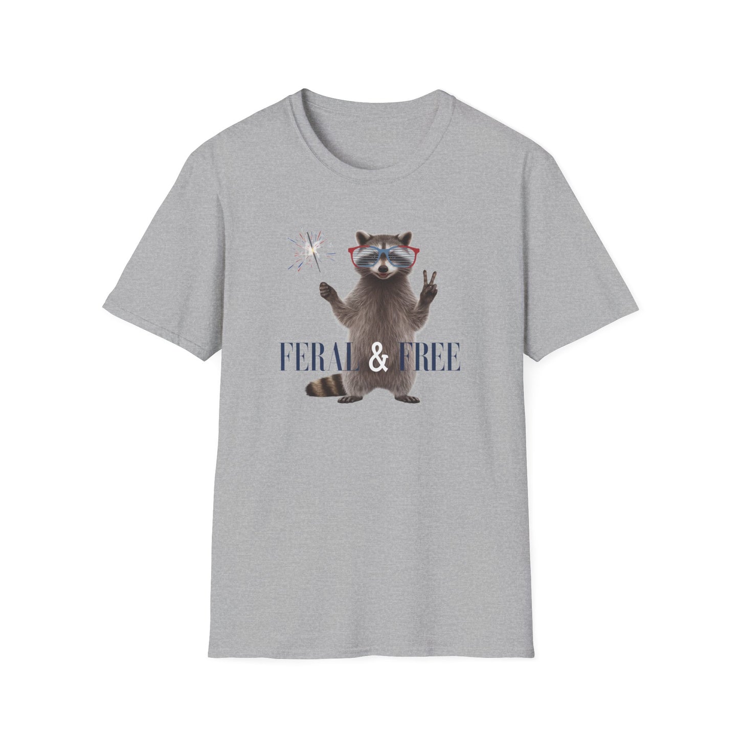 Feral & Free Raccoon Unisex Softstyle T-Shirt - Fun & Quirky Graphic Tee