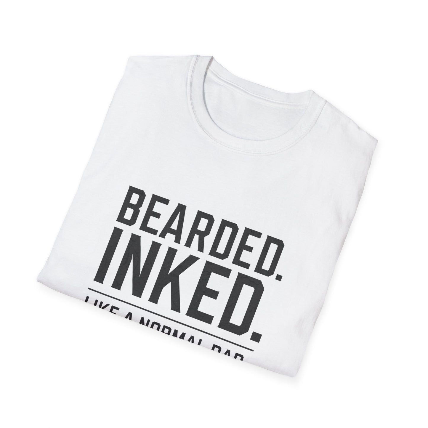 Bearded Dad T-Shirt, Funny Gift for Father's Day, Unisex Softstyle Tee, Casual Wear, Inked Dad Apparel, Perfect for Dads