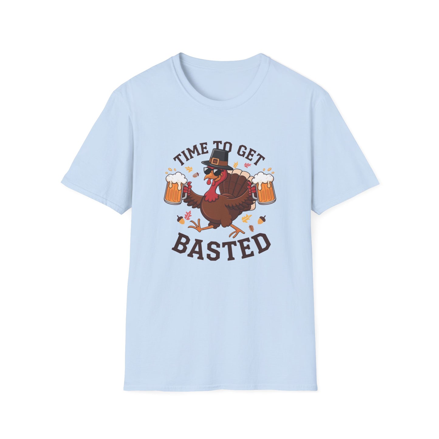 Funny Thanksgiving T-Shirt - 'Time to Get Basted' Unisex Softstyle Tee