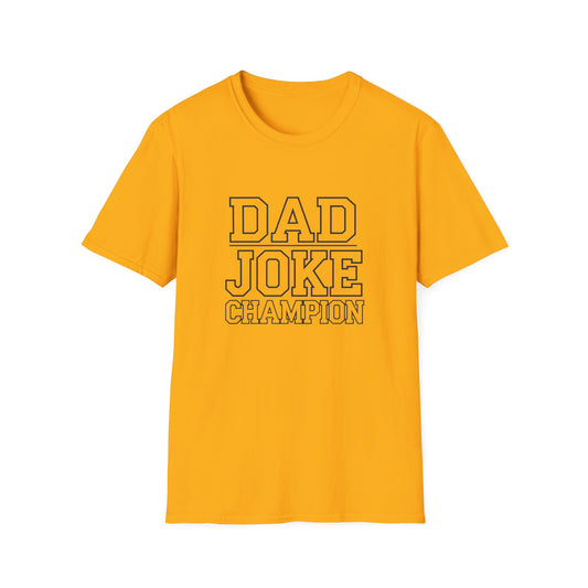 Dad Joke Champion Unisex Softstyle T-Shirt - Perfect Gift for Fathers' Day, Family Gatherings and Fun Occasions