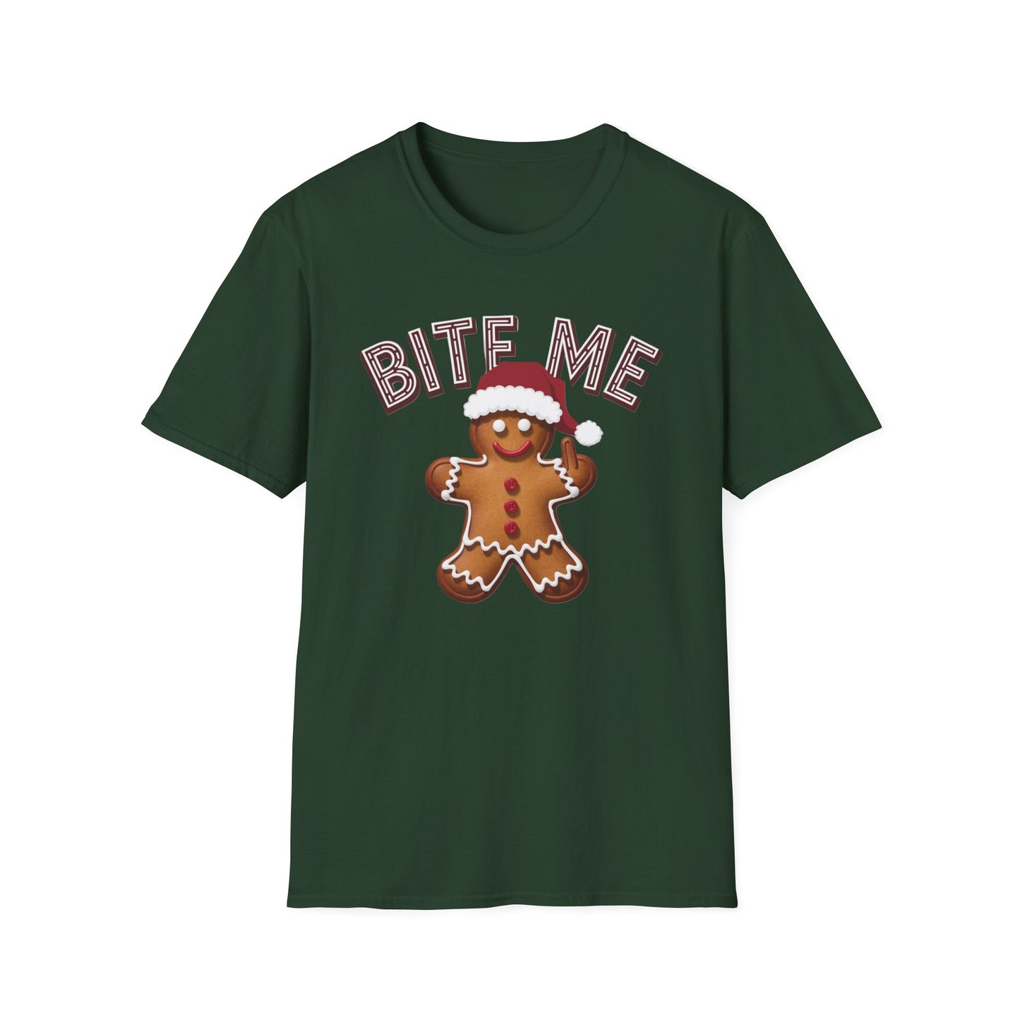 Funny Holiday T-Shirt, Christmas Tee, Gingerbread Design, Bite Me Graphic, Cute Gift for Friends, Family Christmas Party