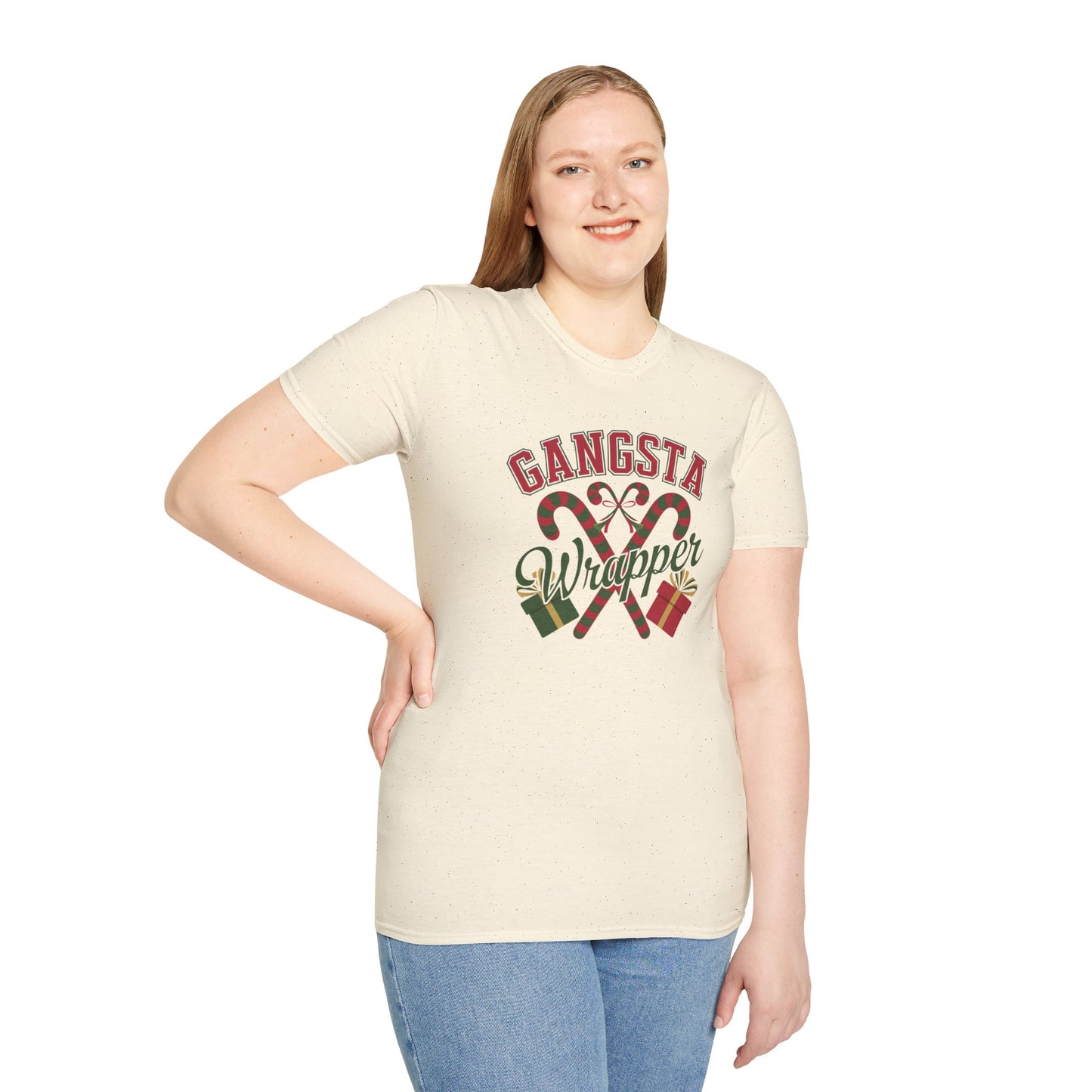 Gangsta Wrapper Unisex T-Shirt, Funny Holiday Shirt, Christmas Apparel, Gift for Him/Her, December Party Outfit, Trendy Holiday Tee