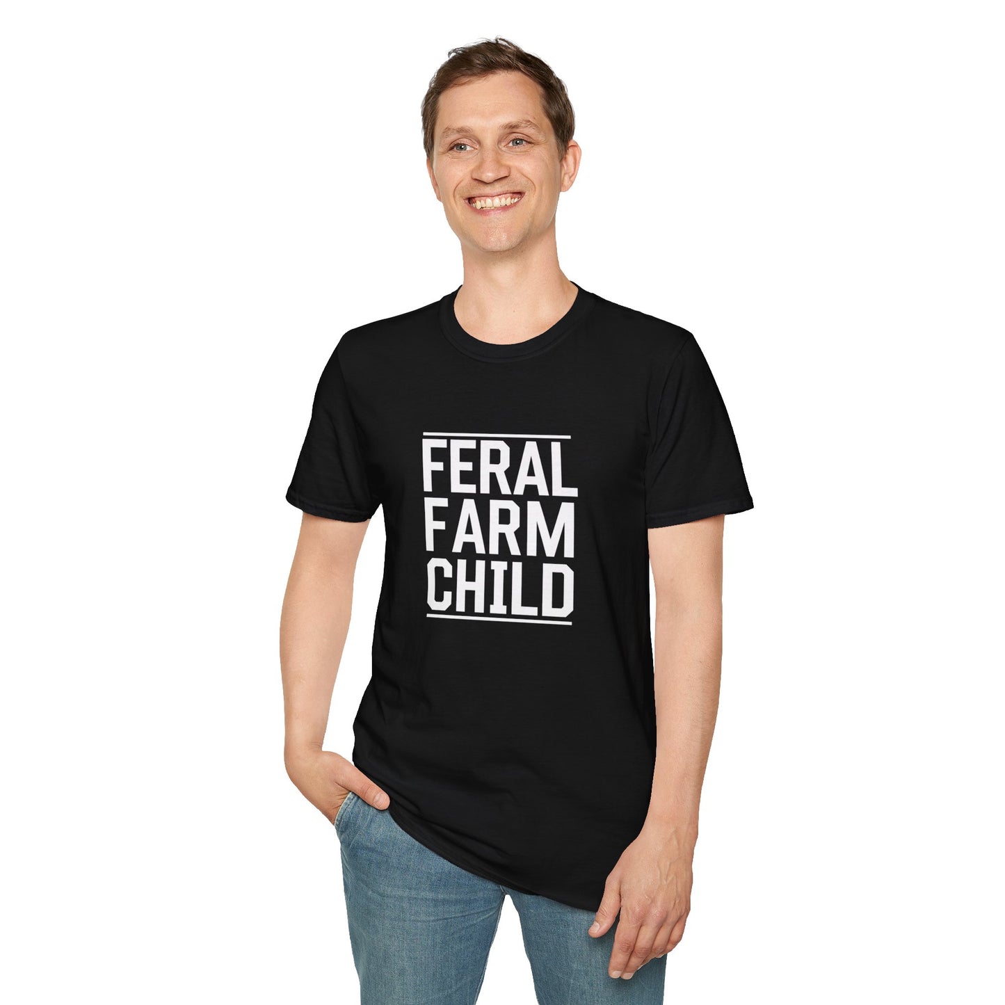 Feral Farm Child Unisex Softstyle T-Shirt - Perfect for Young Farmers & Nature Lovers