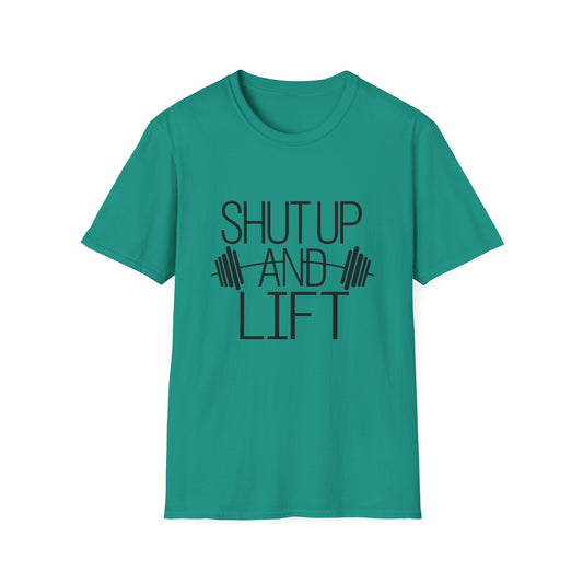 Fitness Motivation T-Shirt - "Shut Up and Lift" - Unisex Softstyle Tee for Gym Enthusiasts