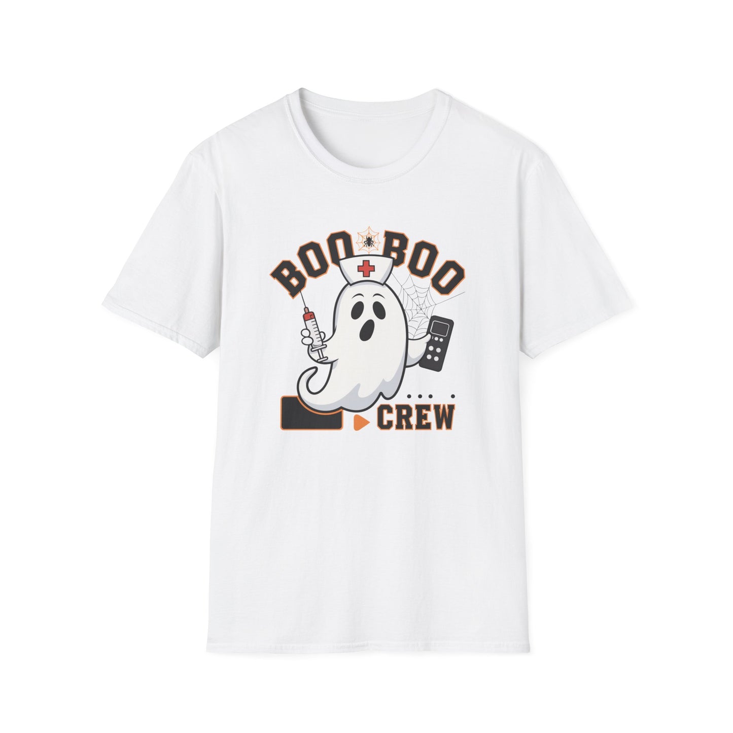 Boo Boo Crew T-Shirt, Softstyle Tee for Halloween, Ghost Nurse Shirt, Fun Family Costume Top, Spooky Comedy Dress-Up