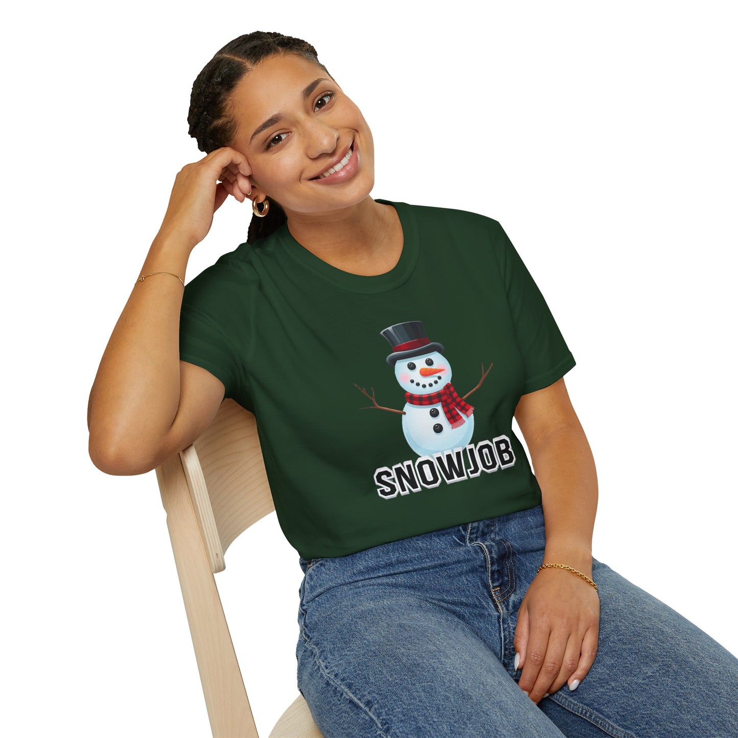 Funny Holiday Unisex T-Shirt, Winter Humor Tee, Christmas Gift, Snowman Design, Snowjob Shirt, Seasonal Apparel
