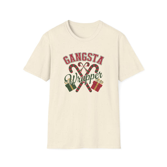 Gangsta Wrapper Unisex T-Shirt, Funny Holiday Shirt, Christmas Apparel, Gift for Him/Her, December Party Outfit, Trendy Holiday Tee