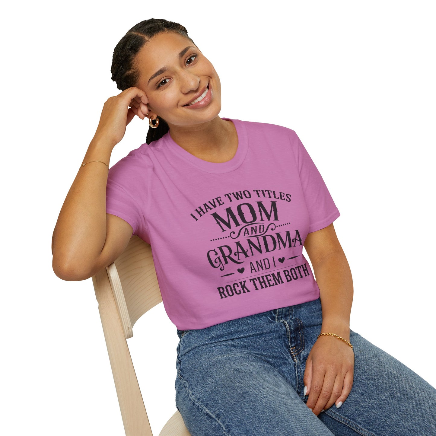 Unisex Softstyle T-Shirt with Mom and Grandma Titles Quote, Perfect Gift for Mothers Day, Grandparents Day, Family Gatherings, Daily [...]