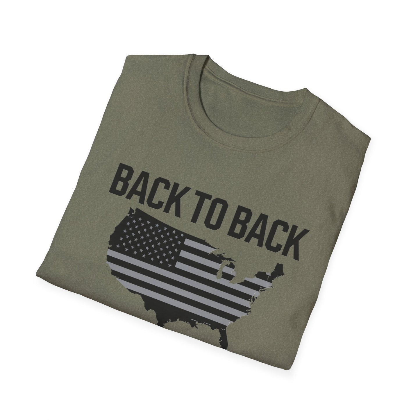 Patriotic Unisex Softstyle T-Shirt – ‘Back to Back World War Champs’