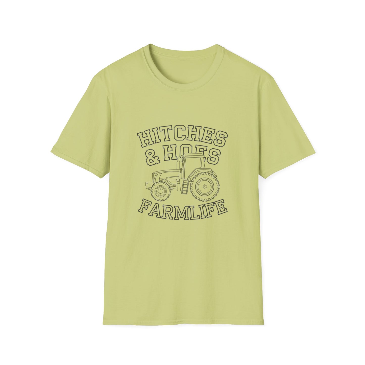 Hitches & Hoes Farm Life T-Shirt - Unisex Softstyle Tee for Farmers