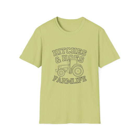 Hitches & Hoes Farm Life T-Shirt - Unisex Softstyle Tee for Farmers