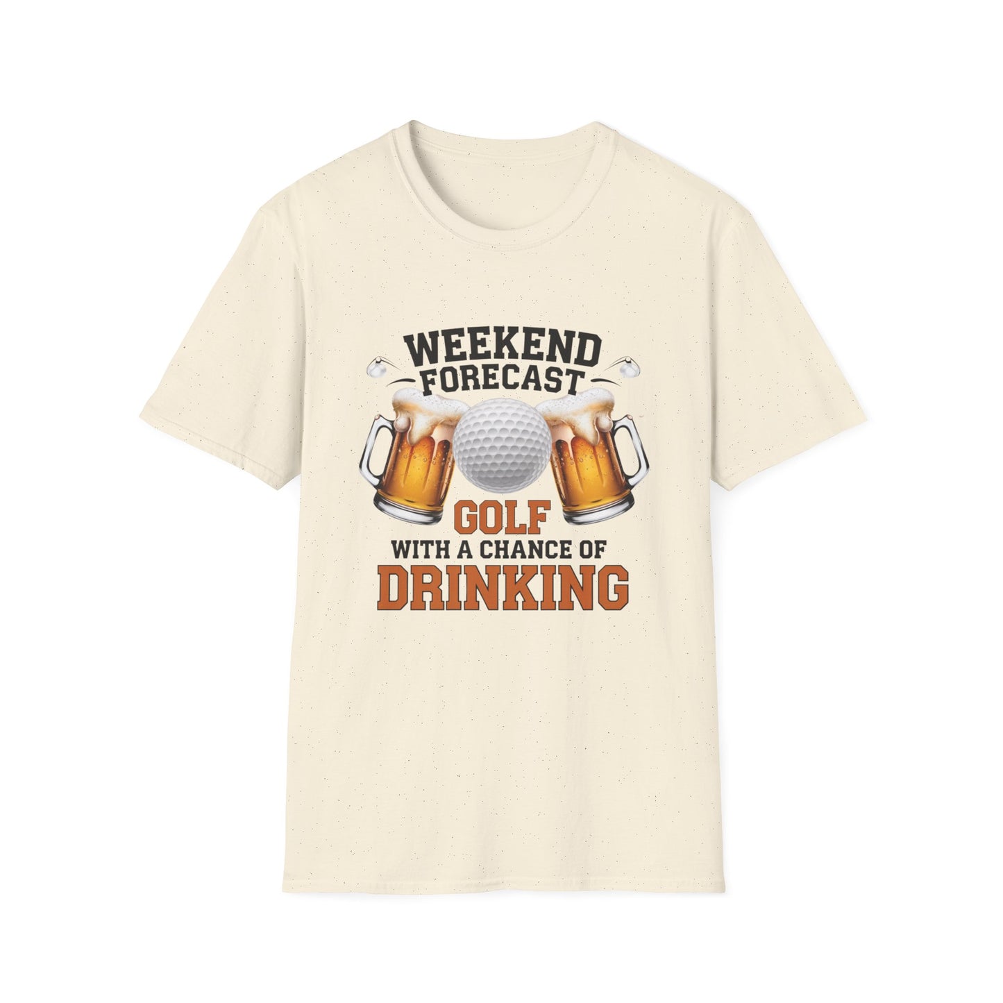 Weekend Forecast Golf Drinking T-Shirt | Unisex Softstyle Tee for Golf Lovers