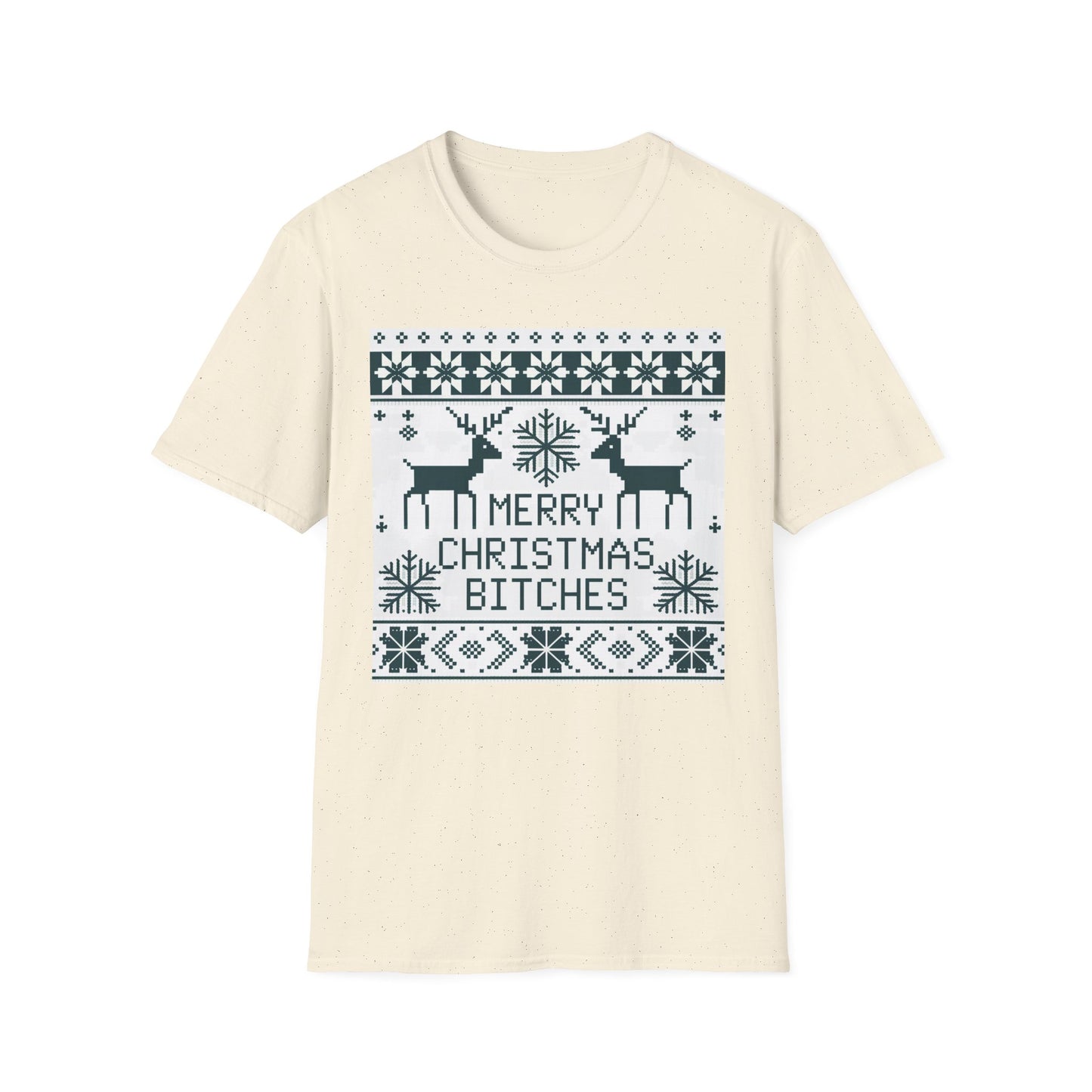 Merry Christmas Bitches Unisex Softstyle T-Shirt, Holiday Graphic Tee, Festive Apparel, Unique Gift for Him/Her, Christmas Party Wear