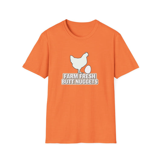 Farm Fresh Butt Nuggets Unisex T-Shirt - Fun Chicken Graphic Tee