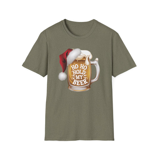 Funny Christmas T-Shirt, Ho Ho Hold My Beer Shirt, Holiday Party Tee, Unisex Graphic Tee, Gift for Beer Lovers