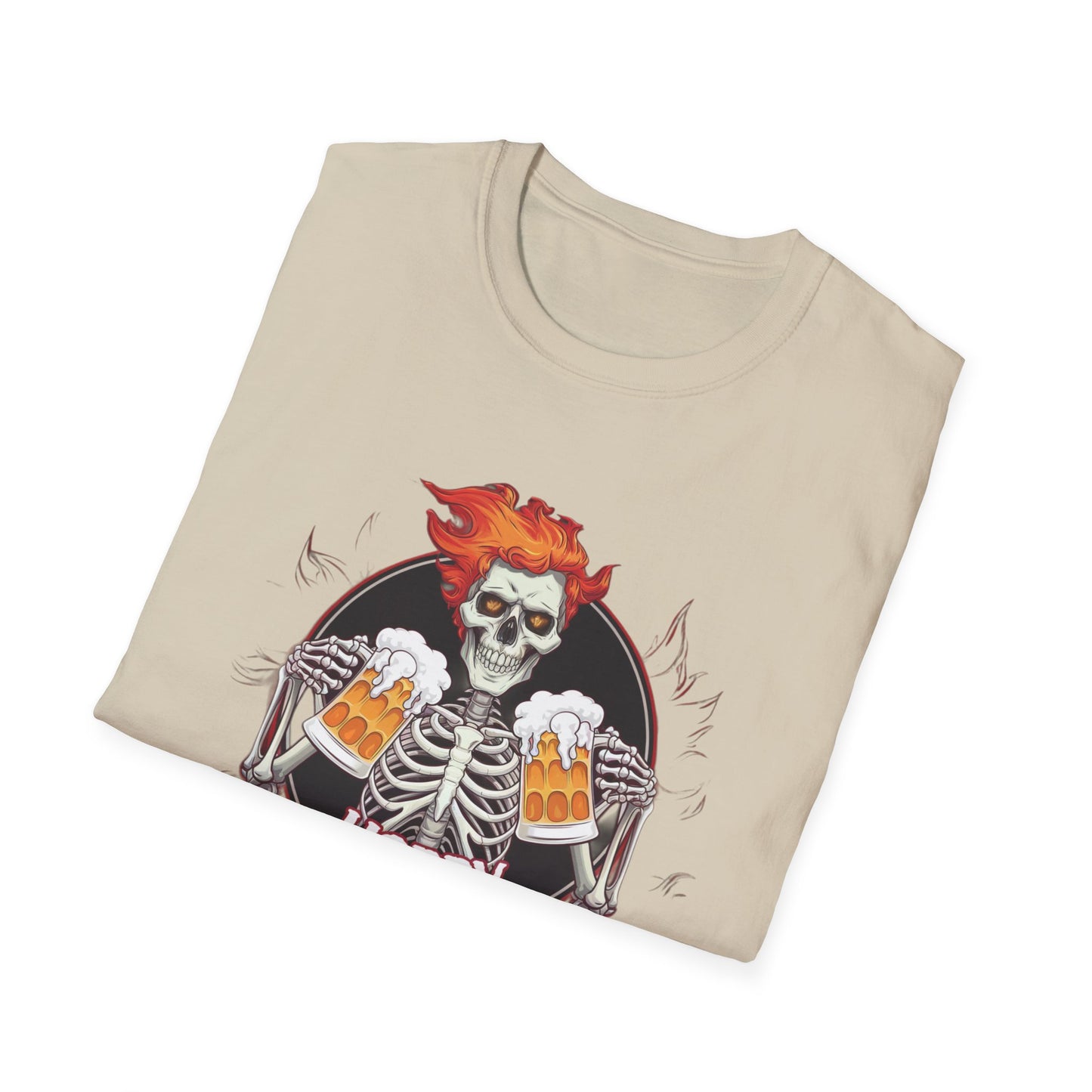 Halloween Skeleton T-Shirt, Unisex Softstyle Tee, Spooky Party Shirt, Halloween Costume Top, Gift for Halloween Lovers