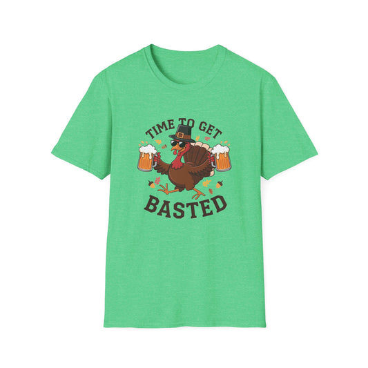 Funny Thanksgiving T-Shirt - 'Time to Get Basted' Unisex Softstyle Tee