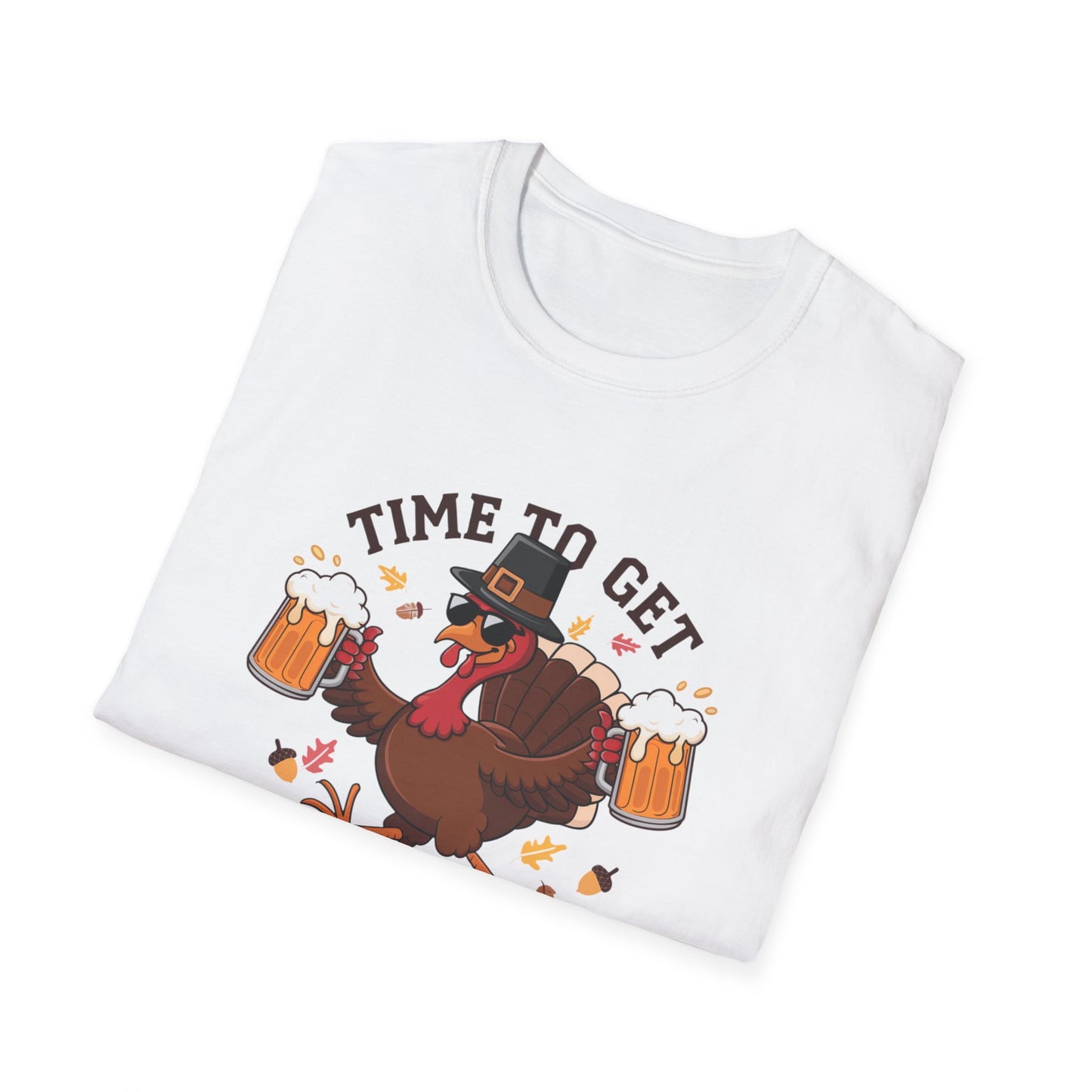 Funny Thanksgiving T-Shirt - 'Time to Get Basted' Unisex Softstyle Tee