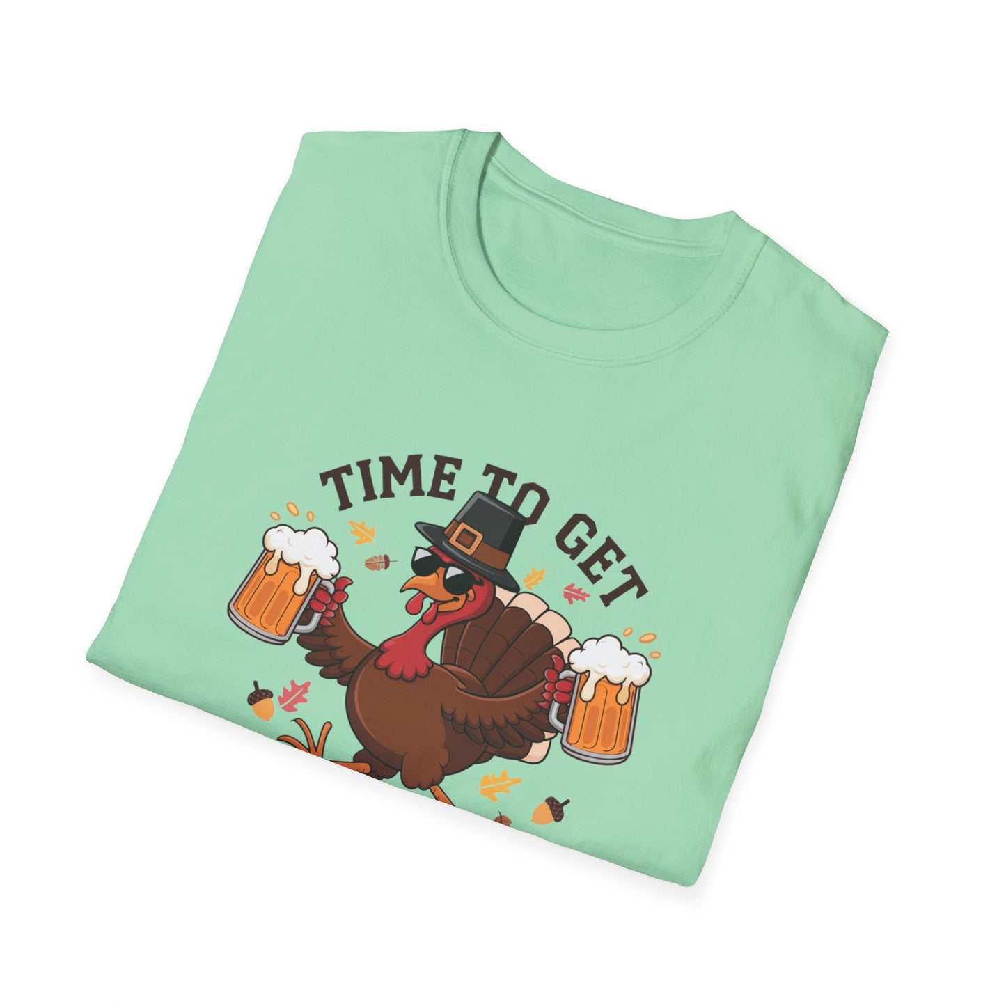 Funny Thanksgiving T-Shirt - 'Time to Get Basted' Unisex Softstyle Tee