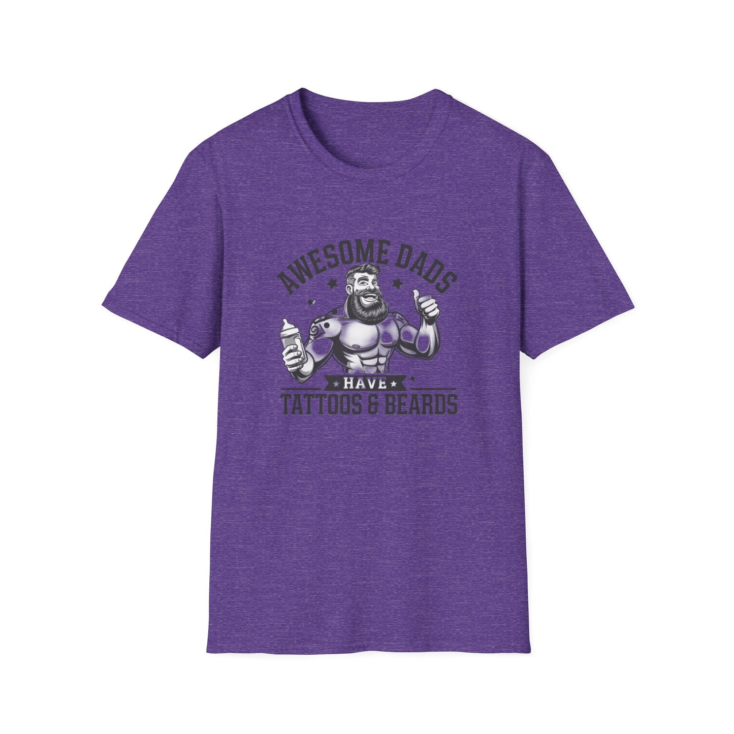 Awesome Dads Tattoo & Beard T-Shirt | Unisex Softstyle Tee Fathers Day Gift
