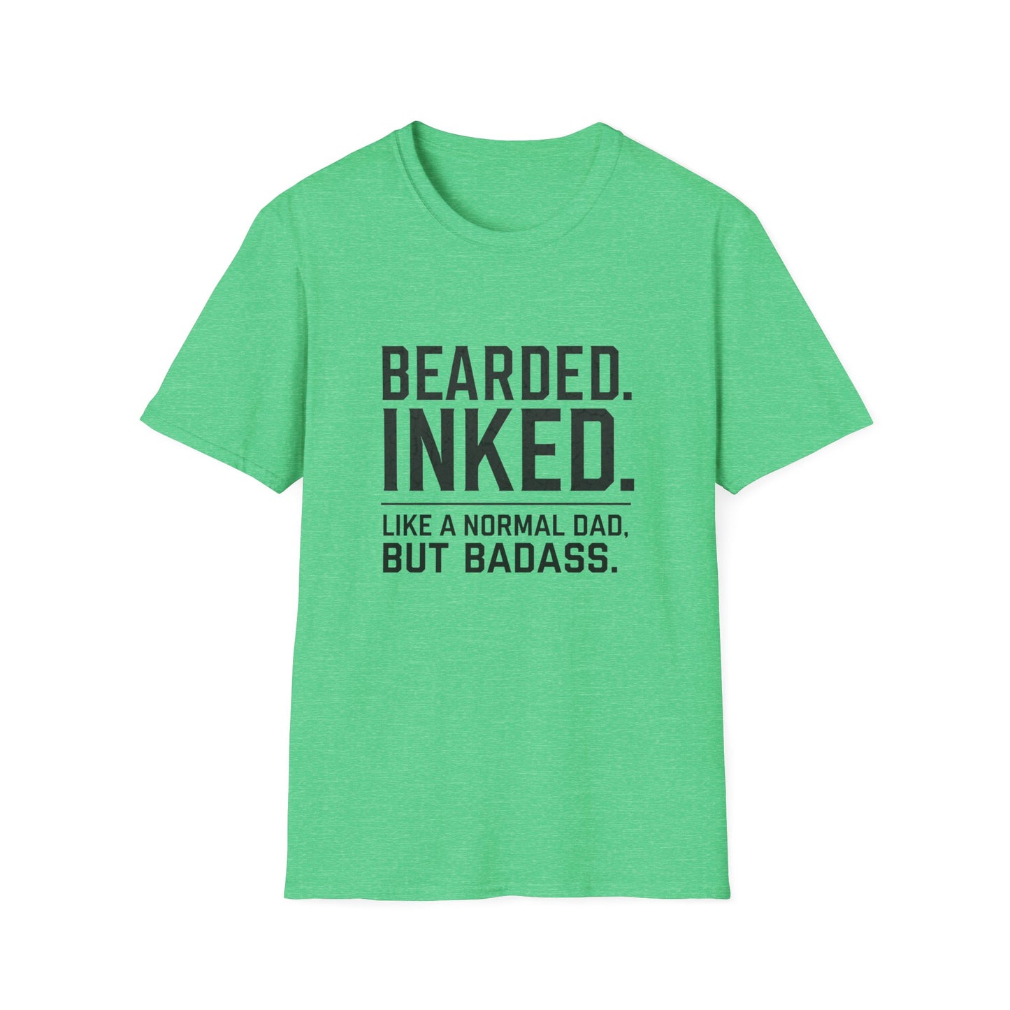 Bearded Dad T-Shirt, Funny Gift for Father's Day, Unisex Softstyle Tee, Casual Wear, Inked Dad Apparel, Perfect for Dads