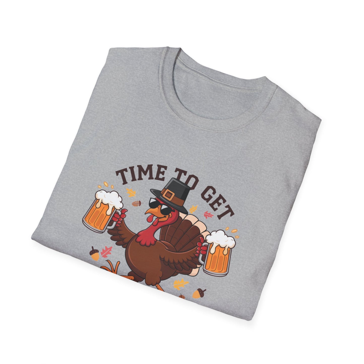 Funny Thanksgiving T-Shirt - 'Time to Get Basted' Unisex Softstyle Tee