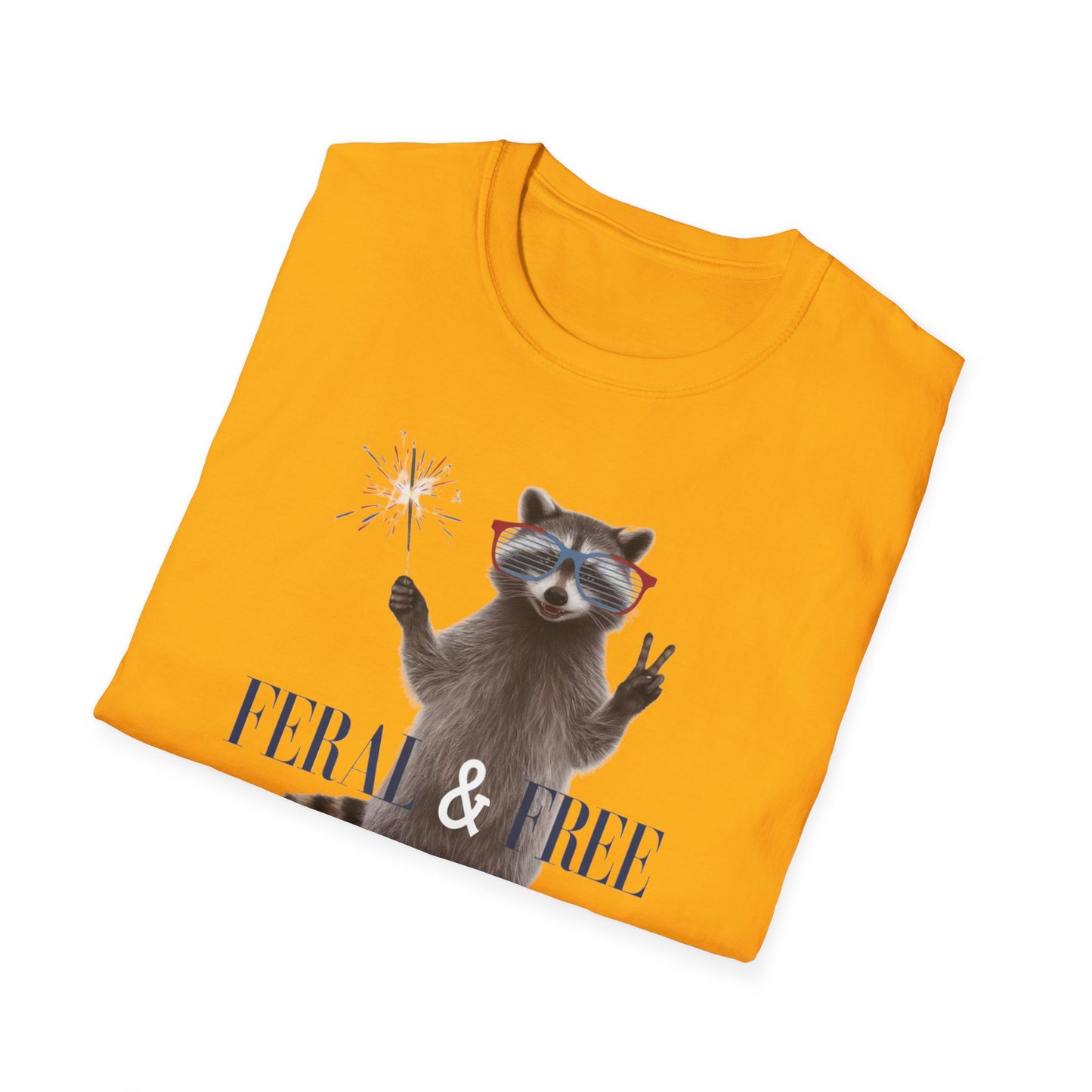 Feral & Free Raccoon Unisex Softstyle T-Shirt - Fun & Quirky Graphic Tee