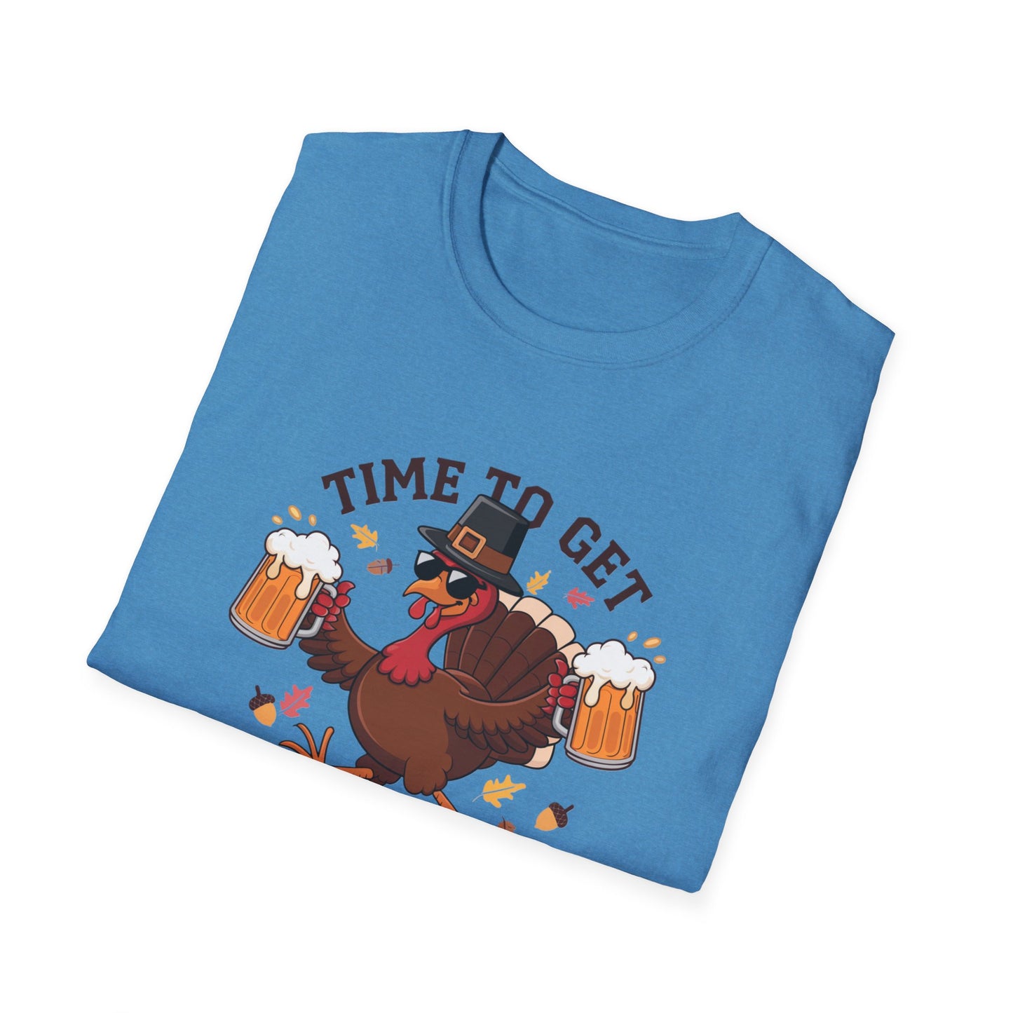 Funny Thanksgiving T-Shirt - 'Time to Get Basted' Unisex Softstyle Tee