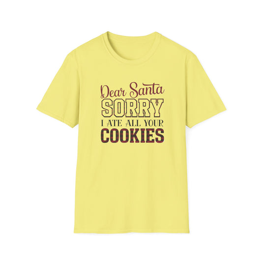 Funny Christmas T-Shirt, Unisex Softstyle Tee, Holiday Humor Gift, Santa Cookie Tee, Fun Gift for Him or Her, Seasonal Wear